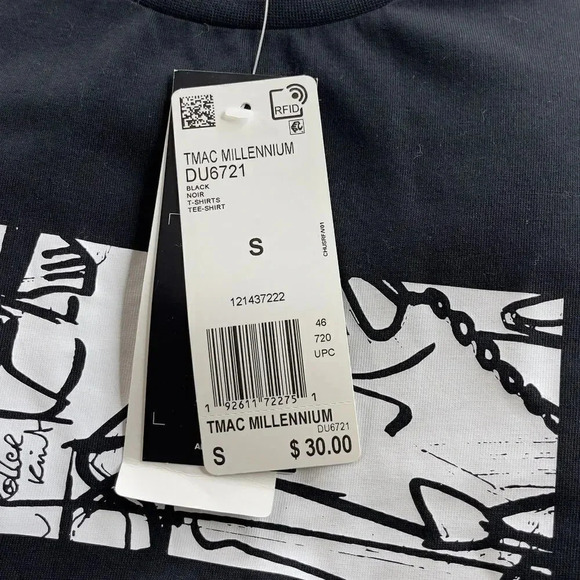 Adidas Black White TMAC Millennium T-shirt Size S - Picture 4 of 8